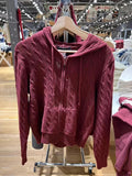 Znbbw Knitted Zip-up Cardigan Sweater Women Streetwear Cotton Pocket Hooded Sweaters Coat Autumn Vintage Sweet Slim Crop Top Y2k