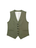 Znbbw TRAF Summer Linen Suits Women Buttons Sleeveless Thin Vest Crop Top Female Pleated Shorts Set Women 2 Piece Set