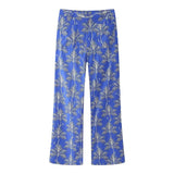 Znbbw Print Women Pants Sets Lapel Half Sleeve Single Breasted Shirt Drawstring Wide Leg Pant Female 2024 Spring Loose Outfit