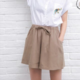 Znbbw Women Cotton Linen Shorts Summer Korean Casual Streetwear Loose Sport Shorts All Match High Waist Female Wide Leg Pants