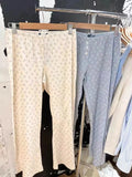 Znbbw Bear Print Eyelet Casual Long Pants Women Clothes Cotton Elastic Waist Home Trousers Vintage Cute Autumn Straight Pants