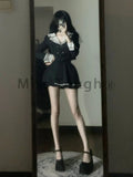 Znbbw Style Kawaii Two Piece Set Women Sailor Collar Design Sweet Skirts Suit Female Elegant Tops + Mini Skirt 2024 Winter New