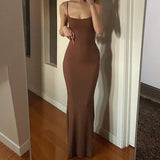 Znbbw Dresses for Women Strap Backless Long Maxi Dresses Sleeveless Sexy Skinny Casual Elegant Summer Dresses Woman 2023
