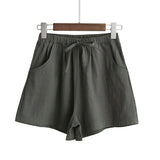 Znbbw Women Cotton Linen Shorts Summer Korean Casual Streetwear Loose Sport Shorts All Match High Waist Female Wide Leg Pants