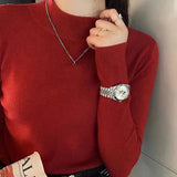 Znbbw Sweater Women Fashion New Stretch Basic Tops Knitted Pullovers Long Sleeve Bottoming Jumper Ladies Sweater New