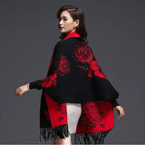 Znbbw cashmere tassel poncho shawl dual-purpose scarf women knitted sweater top retro cheongsam cloak cape coat outside clothing