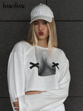 Znbbw Women Fashion Long Sleeve Streetwear White Crop Tops T Shirts Tees 2023 Autumn Clothes Wholesale Items For Business