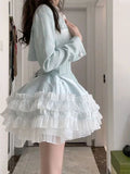 Znbbw Sweet Kawaii Two Piece Set Women Summer Sexy Elegant Party Mini Dress Suits Female Lolita Cute Dress + Long Sleeve Coat New