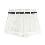 Znbbw half skirt Slimming Sexy Women's half skirt Anti glare With safety pants With a belt Summer Pleated skirt