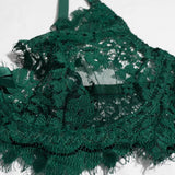 Znbbw Sexy Kant Lingerie Jager Groen Vrouwelijke Ondergoed See Through Set Vrouw 3 Stuks Naadloze Beha En Panty Garters Intieme