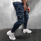 Znbbw summer 2024 new skinny jeans men hip hop sweatpants cargo jeans men high street Men's jeans slim denim long pants
