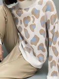 Znbbw Women Leopard Print Sweater 2023 Winter Casual Long Sleeve Oversized Pullovers Tops Female Fashion Turtleneck Knitted Sweaters
