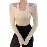 Znbbw Womens Knit Sweater Long Sleeve Off Shoulder Halter Neck Tops Sexy Pullover Casual Loose Blouse Jumper Sweaters