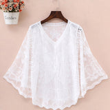 Znbbw Lace White Shirt Woman Summer 2023 Flare Sleeve Elegant Blouse Women Blusas Casual O-neck Tops Female Clothing 25897