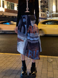Znbbw Tie Dye Irregular Skirt 2024 Y2k High Waist Letter Print Women's Skirts Female Slim Harajuku Punk Gothic Mujer Faldas