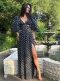 Znbbw Vintage Polka Dots Printed 2 Pcs Set Women 2024 Summer Matching Set Maxi Skirt Beach Dress Set New Outfits Holiday Robe