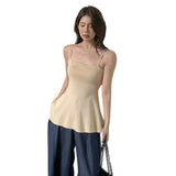 Znbbw Women's Crop Top Korean Version Summer Solid Colour Sleeveless Tank Tops
