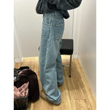 Znbbw New Summer Fashion Y2K green Blue Loose Trousers High Waisted Thin Jeans Women Full Length Wide Leg Denim Pants