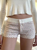 Znbbw Thick Ribbed Cotton Shorts Women Casual Contrast Patchwork High Waist Sweatshorts Summer Y2k Streetwear Slim Short Pants