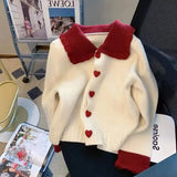 Znbbw Gentle Sweater Coat Women Autumn and Winter Design Feeling Small Love Soft Glutinous Doll Neck Knitted Cardigan Female