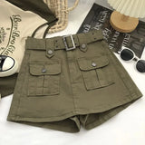 Znbbw High Waist Cargo Skirts Women Fashion Korean Chic with Belt Short Culotte Skirts Female Pocket Streetwear Jean Mini Skirts