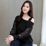 Znbbw Women Blusas Mujer De Moda 2023 Sexy Off Shoulder Top Long Sleeve Chiffon Blouse Shirt Women Blouses Shirts Tops A330