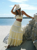 Znbbw Stripes Light Yellow Cotton Summer Dress Set Women Crop Top+skirt 2 Pcs Matching Set Oufits New Beach Sundress 2024