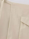 Znbbw TRAF Black Cargo Skirt Women High Waist Mini Skirts Woman 2023 Asymmetric Short Skirts for Women Streetwear Skort Skirt