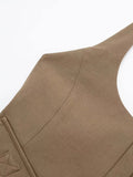 Znbbw TRAF 2023 Halter Top Women Off Shoulder Top Female Pocket Decoration Backless Sexy Tops Woman Summer Bustier Tops