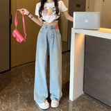 Znbbw Streetwear Jeans Women Y2K High Waist Wide Pants Denim Pants Korean Harajuku Oversized Baggy Casual Full Length Trousers