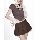Znbbw Y2K Designer dark Fake two-piece women's skirt American letter jk street pleated skirt gothic vintage mini skirt Summer
