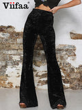 Znbbw Wide Leg High Waist Velvet Flare Pants Stretchy Skinny Streetwear Trousers Women 2023 Autumn Winter Clothes Slim Pants