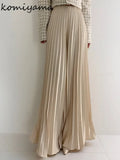 Znbbw High Waist Ruched Pants Women Spring Summer Casual Pleated Trousers Solid All Match Wide Leg Pants Fashion Bottoms