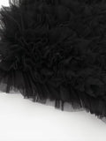 Znbbw Women Fashion Pleated Ruffles Tulle Patchwork Knitting Short Halter Blouse Female Backless Blusas Chic Crop Tops