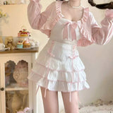 Znbbw Kawaii Lolita Style Pleated Skirts Women High Waist Pink Bandage Fairy Y2k Aesthetic Skirt Cute Faldas Mujer Moda 2024