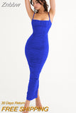 Znbbw Elegant Corset Ruched Maxi Dress Women Fashion Spaghetti Strap Sleeveless Backless Zipper Long Dress Vestido