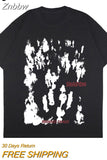 Znbbw Hip Hop Men's Short Sleeve T Shirt Vintage Character Shadow Print T Shirt 2023 Streetwear Harajuku Casual Cotton T Top