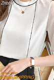 Znbbw Women White Blouse Short Sleeve Blouse Women O-Neck Chiffon Blouse Shirt Tops Women Blusas Mujer De Moda 2023 Blouses F97