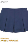 Znbbw 2023 Spring Autumn Fashion Pleated Shorts Skirt Casual Women Solid Color Simple Mini Skirt Bottom Female