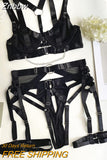 Znbbw Fine Lingerie Sexy Women's Underwear Crotchless 3-Piece Garter Bra And Panty Set Luxury Erotic Outfit Seamless Intimate