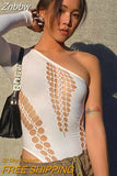 Znbbw One Shoulder Cut Out Sexy Bodysuit for Women Fall Rave Outfit Long Sleeve Top Clubwear Night Party Bodysuits