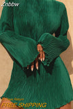 Znbbw Women Elegant Long Sleeve Streetwear Bodycon Green Fall Mini Dress 2023 Autumn Clothes Wholesale Items For Business