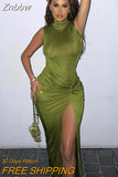 Znbbw Women Sleeveless Party Club Evening Bodycon Green Split Long Dress 2023 Summer Clothes Wholesale Items For Business
