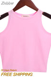 Znbbw 2023 New Women Sexy Cotton Crop Top Crop Bustier Multicolor Sleeveless Cropped Blusas Vest Tank Top Camisole 14 Colors