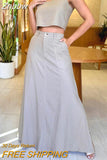 Znbbw Women Two Piece Set Summer Fashion Square Neck Sleeveless Pullover Short Top Solid With Pocket Slit Skirt Streetwear