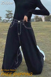 Znbbw high waist black jeans women Korean version of ins loose and thin wide-leg pants college style wild straight-leg pants
