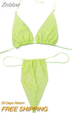 Znbbw Bling Rhinestones Fishnet Bikini Women Halter Bra Sexy Panty 2 Piece Outfits Lady Lingerie Set Sexy Swimwear Women