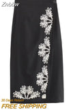 Znbbw TRAF Woman 2 Pieces Midi Skirts Sets 2023 Summer Women Suit Tops Embroider Skirts Set Womens Outfits