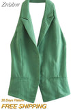 Znbbw TRAF Summer Fashion Sexy Women Green Vest Women Halter Sleeveless Backless Top Female Y2K Tanks