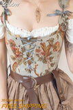 Znbbw New Women Sexy Bodycon Tank Tops Waist French Camisole Flower Print U-Neck Cross Strappy Girdle Bustiers Corsets 0410
